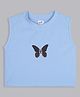 Bolly Lounge Cotton Blend Knit Sleeveless Crop Top with Butterfly Print - Turquoise