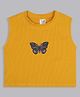 Bolly Lounge Cotton Knit Sleeveless Crop Top with Butterfly Print - Mustard