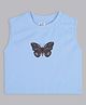 Bolly Lounge Cotton Knit Sleeveless Crop Top with Butterfly Print in Turquoise