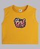 Bolly Lounge Cotton Knit Sleeveless Crop Top with Cool Girl Print in Mustard