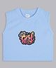 Bolly Lounge Cotton Knit Sleeveless Crop Top with Cool Girl Print in Turquoise