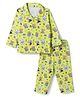 Babyhug Cotton Knit Full Sleeves Co-Ords Shirt & Pyjama Night Suit with Bear Print - Green