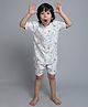 Little Clothing Cotton Woven Half Sleeves Animals Printed Coordinating Tee & Shorts Night Suit - White