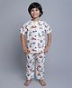 Little Clothing Cotton Woven Half Sleeves Animals Printed Coordinating Tee & Pants Night Suit - White