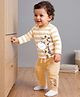 Doodle Poodle 100% Cotton Single Jersey Knit Full Sleeves Striped T-shirt and Joggers Set With Giraffe Print - Orange