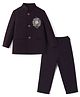 Dapper Dudes Cotton Woven Full Sleeves Design Handwork Embroidery Blazer With Pant Set - Wine