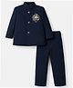 Dapper Dudes Cotton Woven Full Sleeves Design Handwork Embroidery Blazer With Pant Set - Navy