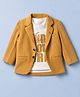 Dapper Dudes Cotton Woven Full Sleeves Textured Blazer With Printed Tee - Mustard