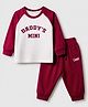 Doodle Poodle 100% Cotton Single Jersey Knit Full Sleeves T-Shirt and Jogger with Full Length and Daddy's Mini Print - Dark Red
