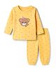 Doodle Poodle 100% Cotton Single Jersey Knit Full Sleeves T-Shirt & Pyjama Night Suit with Polka Dots & Bear Print- Mustard