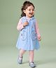 Babyhug Woven Full Sleeves Frocks with Tee & Legging with Knee Length and Cat Applique in Blue