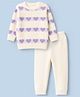 Babyhug Knit Full Sleeves Sweater Set with Heart Design - White & Lavender