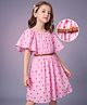 Hola Bonita Woven Dress and Belt with Half Sleeves and Hearts Print in Pink for 4-5 Years