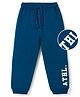 Kookie Kids India Terry Knit Full Length Joggers With Text Print - Navy Blue