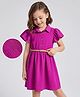 Hola Bonita Woven Half Sleeves Solid Dress With Belt - Purple