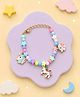 Asthetika Unicorn Charm Beaded Bracelet Rakhi with Roli Chawal - Pink Blue