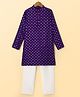 Pine Kids Woven Full Sleeves Kurta Pyjama Set with Full Length and Foil Print in Violet for 8-9 Years