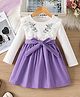 Mark & Mia Cotton Mix Frock with Full Sleeves and Floral Embroidery in Purple