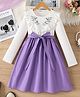 Mark & Mia Cotton Mix Dress with Full Sleeves and Floral Embroidery in Purple