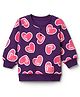 Doodle Poodle 100% Cotton Looper Terry Knit Sweatshirt with Full Sleeves and Hearts Print - Violet