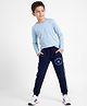 Pine Active Cotton Knit Full Length Solid Coloured Player Printed Track Pant - Navy Blue