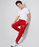 Pine Active Cotton Knit Full Length Solid Coloured Champion Printed Track Pant - Red