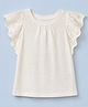 GAP 100% Cotton Woven Solid Relaxed Fit Stylised Top with Half Frill Sleeves - White