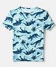 GAP 100% Organic Cotton Knit Woven Half Sleeves Top & Joggers Co-Ords Set With Dinosaur Print - Blue