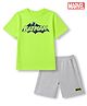GAP Knit Full Sleeves T-Shirt and Short with Marvel Batman Print - Limegreen & Grey