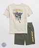 GAP Knit T-Shirt and Shorts with Half Sleeves and Boba Fett Print in Beige