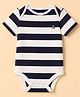 GAP 100% Cotton Woven Half Sleeves Round Neck Half Sleeves Striped Bodysuit - Navy Blue