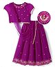 Earthy Touch Georgette Woven Half Sleeves Lehenga Choli and Dupatta with Floral Embroidery in Dark Pink for 2-3 Years