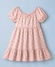 GAP Cotton Woven Frock with Half Sleeves and Floral Print in Pink