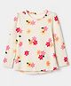 GAP 100% Cotton Woven Round Neck Top with Full Sleeves and Floral Print - Off White