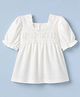 GAP 100% Cotton Woven Top with Half Sleeves and Floral Embroidery - White