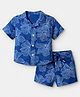 GAP 100% Cotton Knit Woven Half Sleeves Top & Shorts Co-Ords Set with Floral Print - Blue