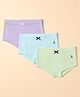 Pine Kids Cotton Elastane Knit Bloomers With Bow Applique Pack of 3 - Lavender & Light Blue