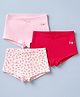 Pine Kids Cotton Elastane Knit Bloomers With Heart Print & Bow Applique Pack of 3 - Red & Pink