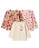 Babyoye 100% Cotton Interlock Knit Jhablas with Full Sleeves and Flowers Print in Beige Pack of 3 for Preemie-Preemie