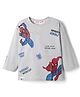 Ollypop Cotton Sinker Knit Oversized T-shirts With Drop Shoulder Sleeves and Spiderman Print - Grey