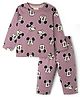 Ollypop Disney Sinker Knit Full Sleeves T-Shirt & Pyjama Night Suit Co-Ords Set With Mickey Mouse Graphic - Purple