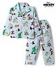 Ollypop Sinker Knit Full Sleeves Co-Ords Shirt & Pyjama Night Suit with Mickey Mouse And Friends Graphics - Sky Blue