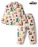 Ollypop Sinker Knit Full Sleeves Co-Ords Shirt & Pyjama Night Suit with Mickey Mouse And Friends Graphics - Pink