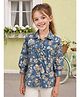 ISHTI Modal Woven Three Fourth Sleeves Floral Printed Shirt Style Top - Blue