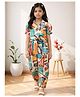 ISHTI Pure Cotton Blend Woven Half Puffed Sleeves Abstract Printed Coordinating Top & Pants Set - Multi Colour