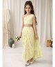 ISHTI Georgette Woven One Shoulder Floral Printed Coordinating Top & Skirt Set - Yellow