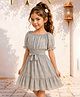 ISHTI Georgette Woven Half Sleeves Floral Printed Dress - Grey