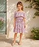 ISHTI Georgette Woven Half Sleeves Floral Printed Dress - Pink