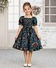 ISHTI Modal Woven Half Sleeves Abstract Printed Dress - Teal Blue