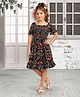 ISHTI Modal Woven Half Sleeves Abstract Printed Dress - Black
